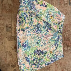 Lilly Pulitzer Pink and Blue Skorts Vibrant Tropical Design